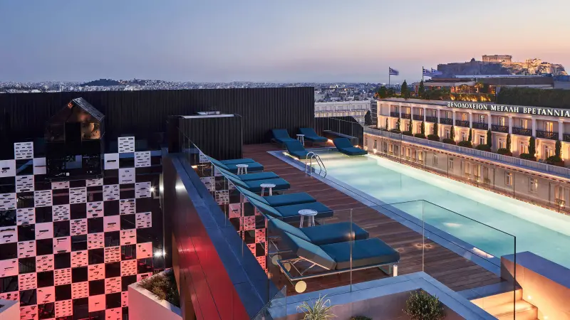 A safe view of the Acropolis from the roof of the Athens Capital Hotel