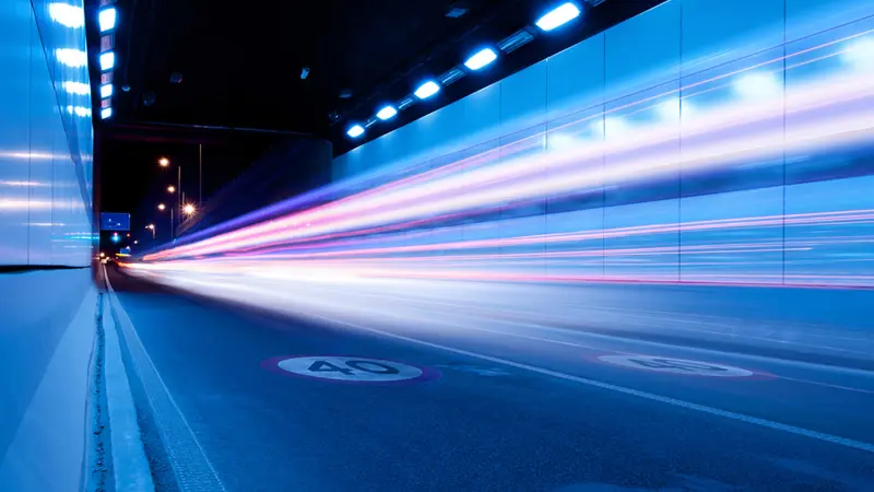 Modern image of a tunnel in blue tones