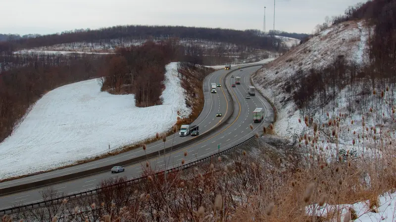 Car and truck traffic on the Pennsylvania Turnpike