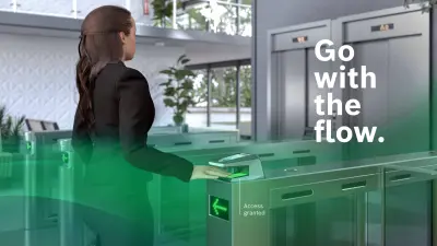 Woman uses biometric access control system