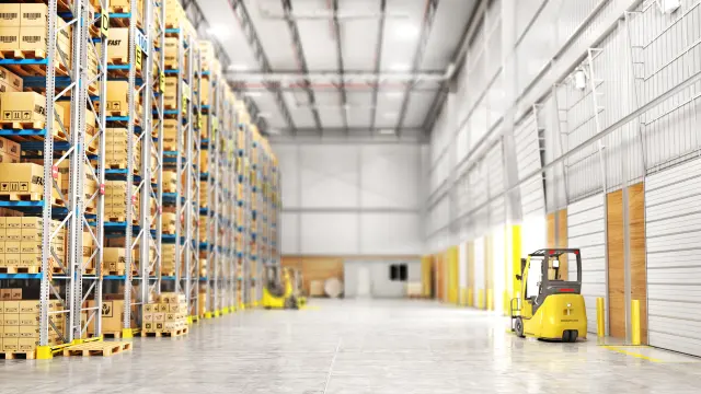 Un entrepôt rempli de cartons