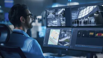 Vista aérea de pessoas andando sobre o piso branco