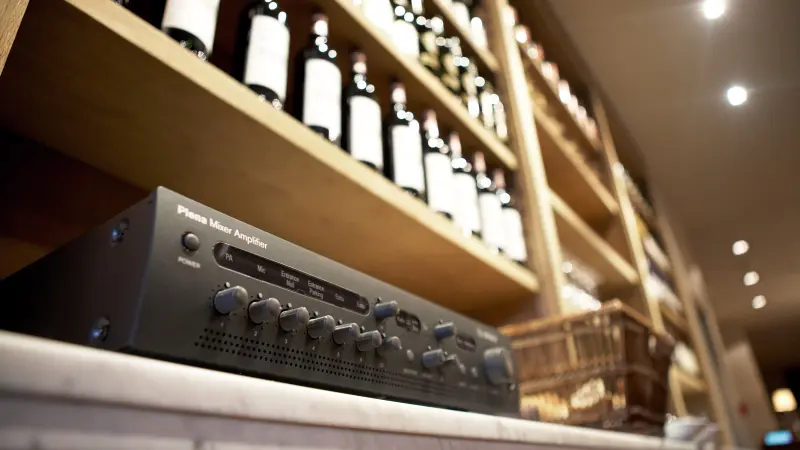 Bosch PLENA mixer amplifier in a bar